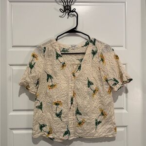 Madewell Cream Floral Eyelet Blouse